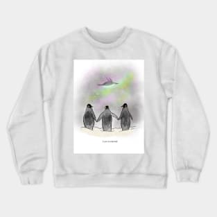 Love is eternal , penguin art, rainbow, spirit animal Crewneck Sweatshirt